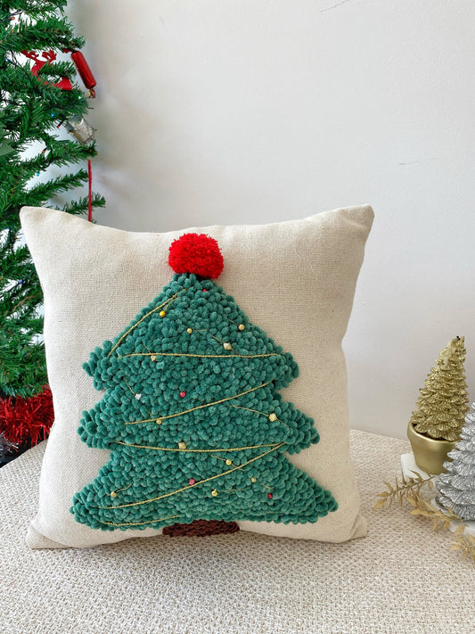 Christmas Punch Needle Pillow Case - Tufted Pillow Cover