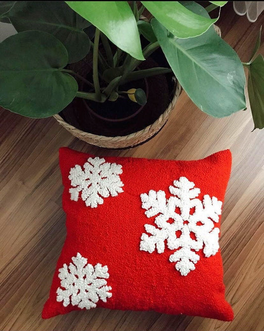 Snowflake Embroidered Cushion Cover