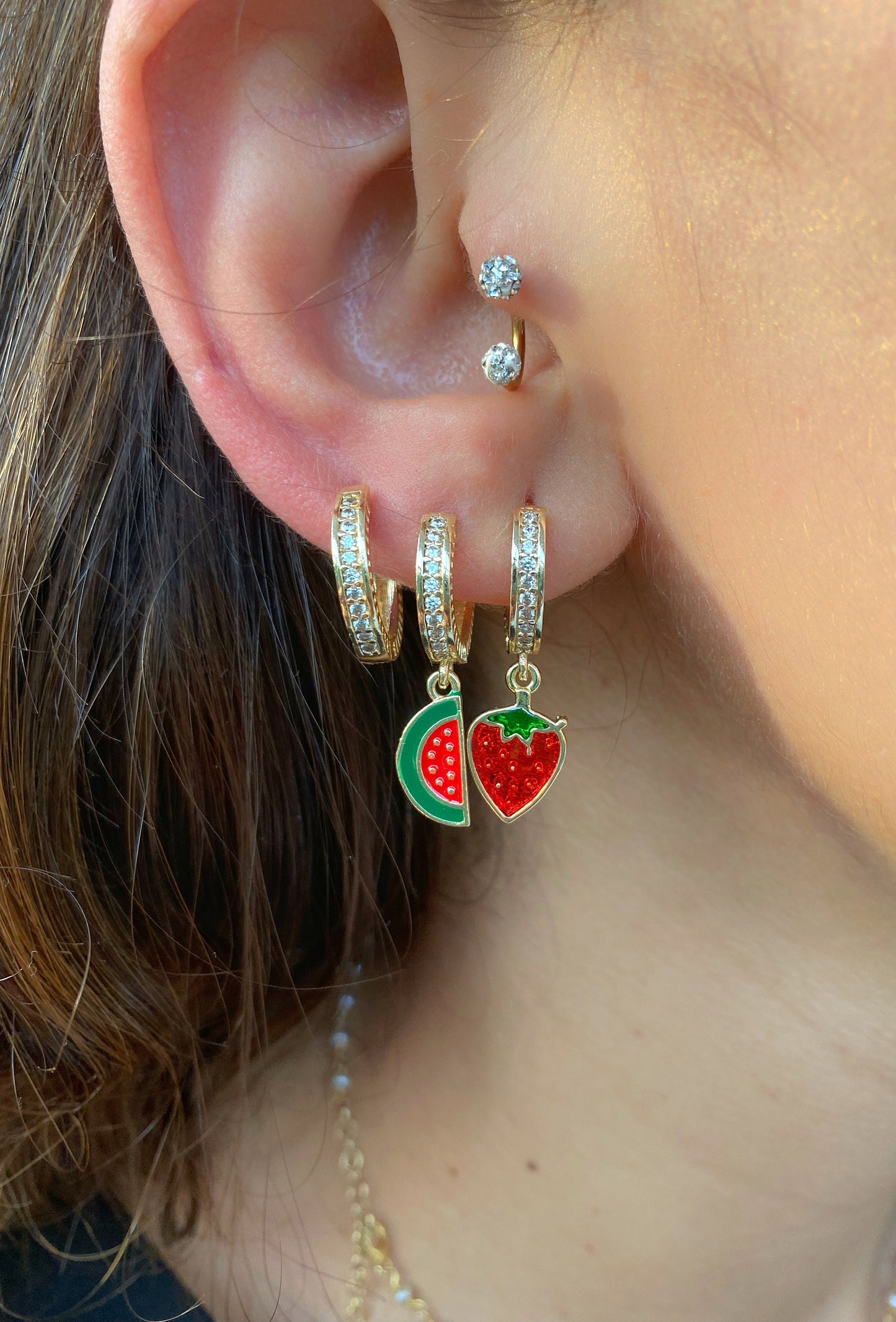 Strawberry Watermelon Colorful Summer Crystal Earring SET