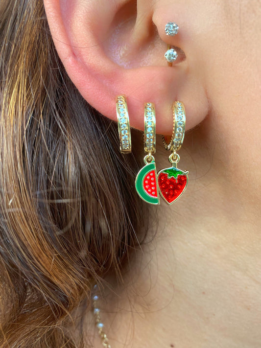 Strawberry Watermelon Colorful Summer Crystal Earring SET