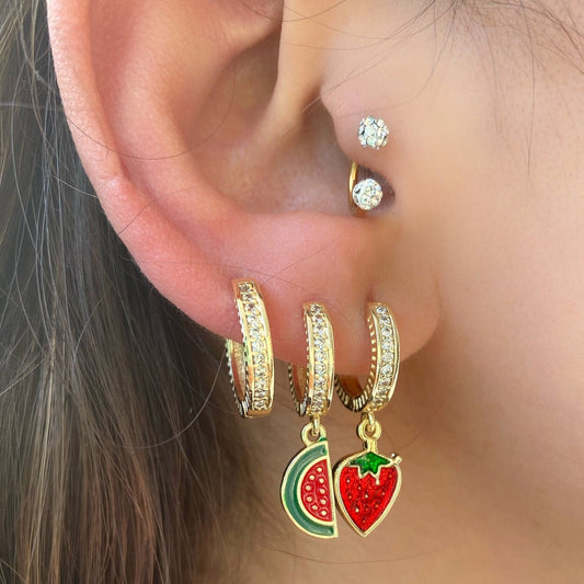 Strawberry Watermelon Colorful Summer Crystal Earring SET