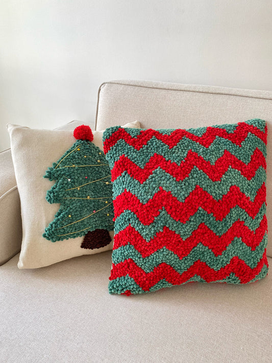 Christmas Punch Needle Pillow Case - Tufted Pillow Cover