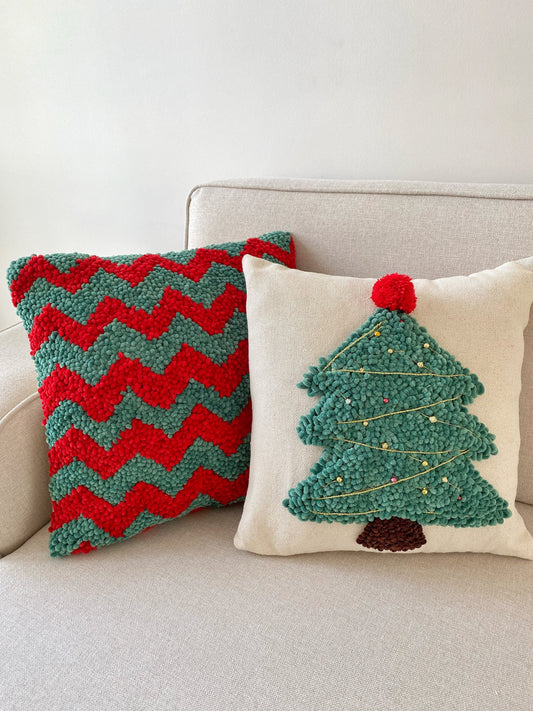 Christmas Punch Needle Pillow Case - Tufted Pillow Cover