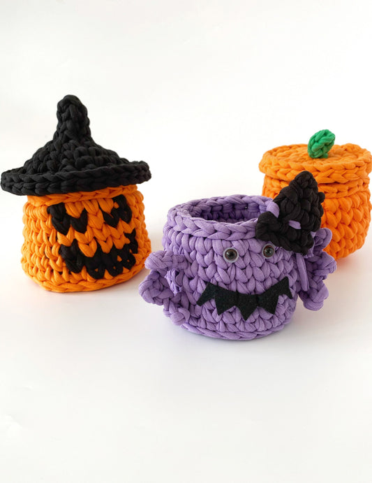 Chunky Crochet Halloween Basket Set