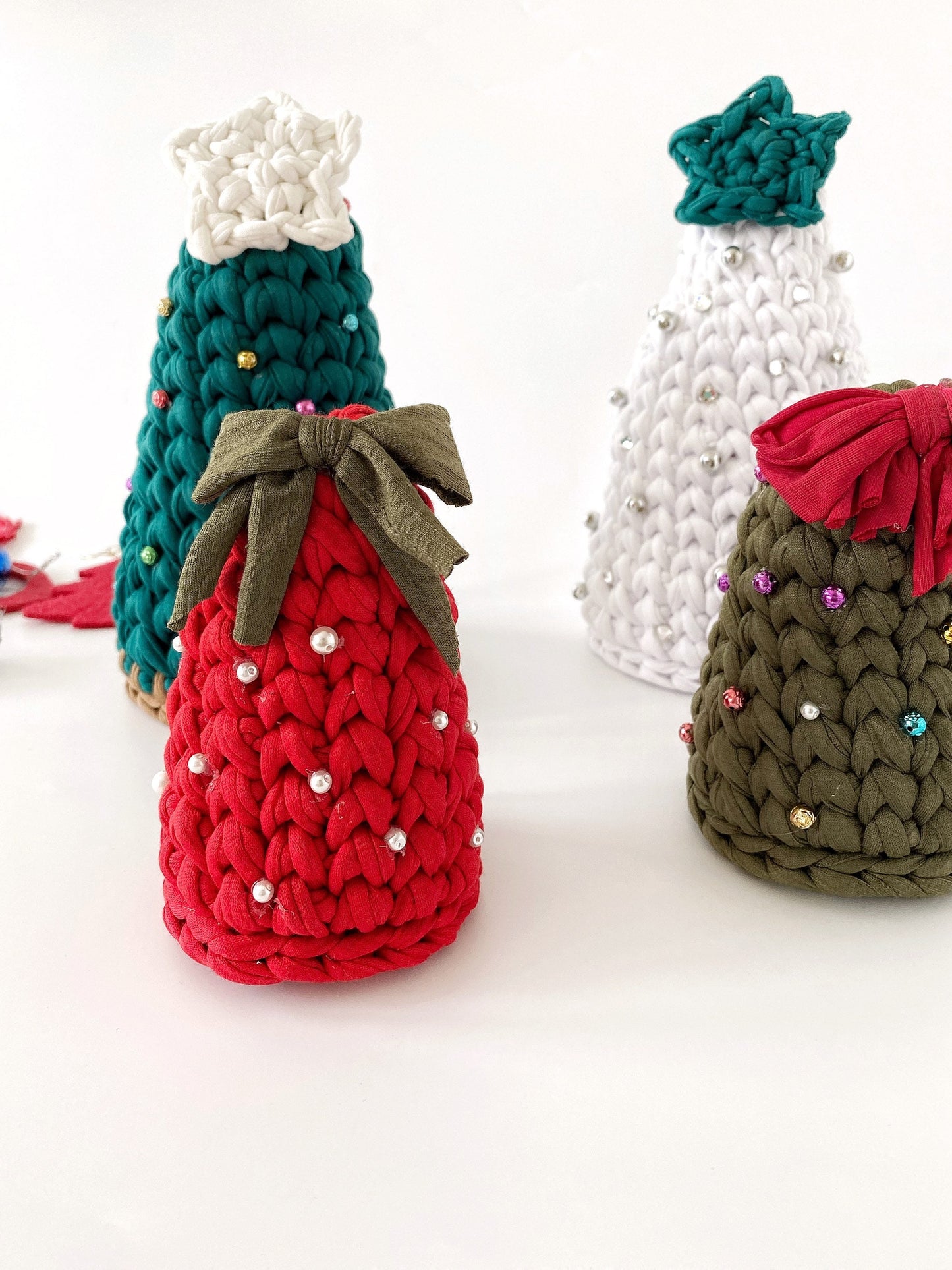 Chunky Crochet Christmas Tree Set