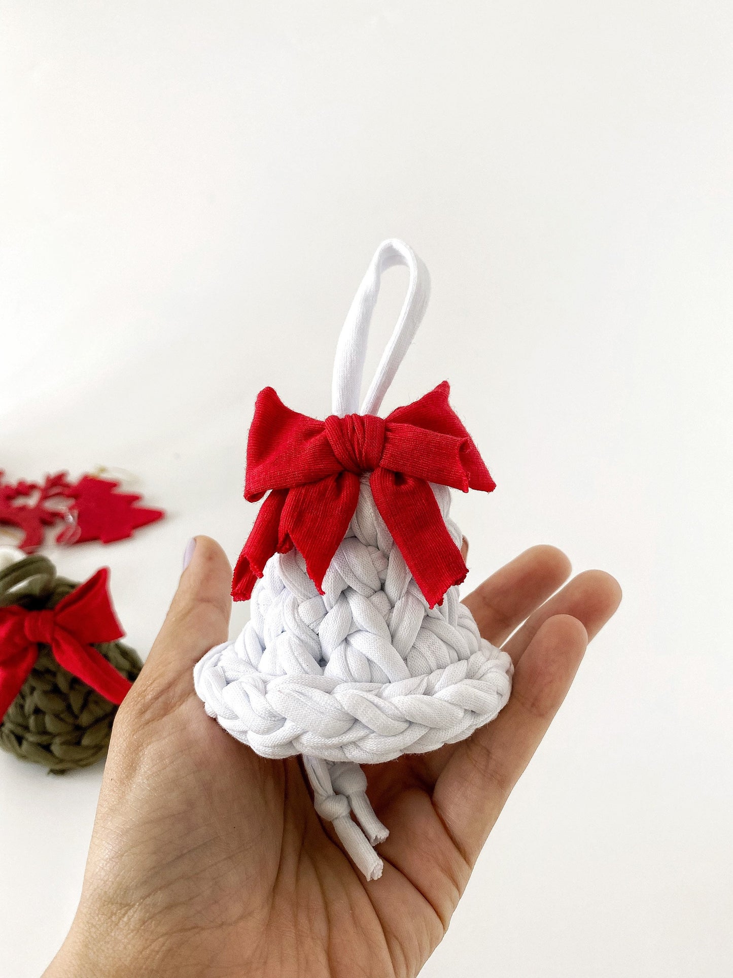 Chunky Crochet Christmas Bell,Merry Xmas Pendants,Christmas Tree Ornaments,Christmas Spirit Interior,Xmas Tree Toppings Hangings Jingle Bell