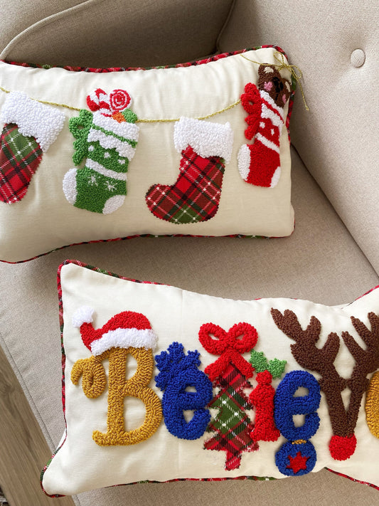 Christmas Punch Needle Pillow Case - Tufted Pillow Cover
