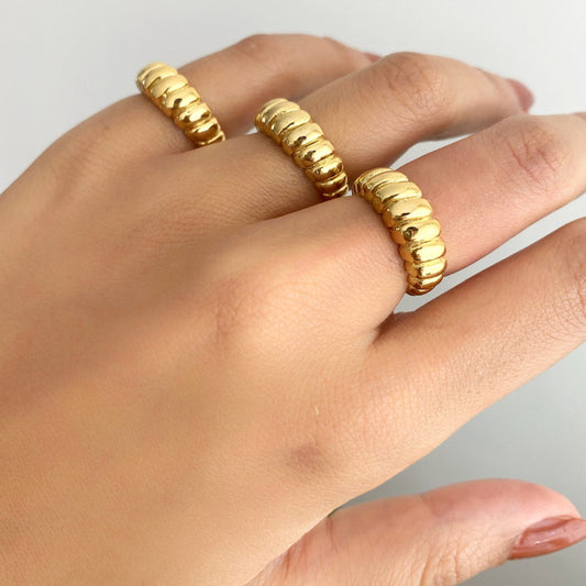 Thick Croissant Dome Bubble Ring • Chunky Twist Rope Ring