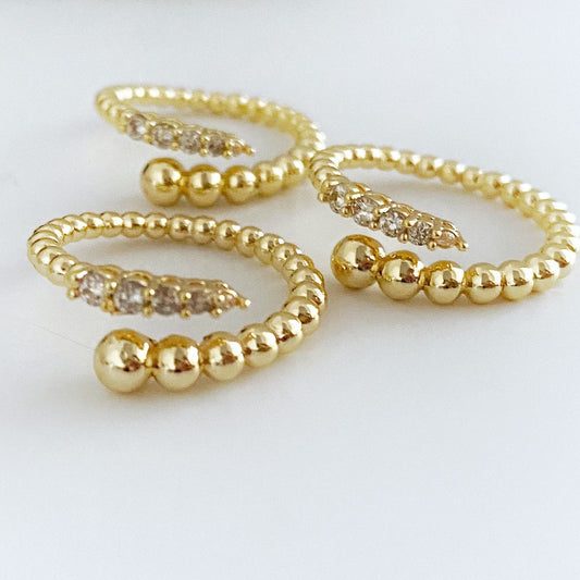 Spiral Ring • CZ Wrap Minimalist Ring • Twisted Serpent Open Band