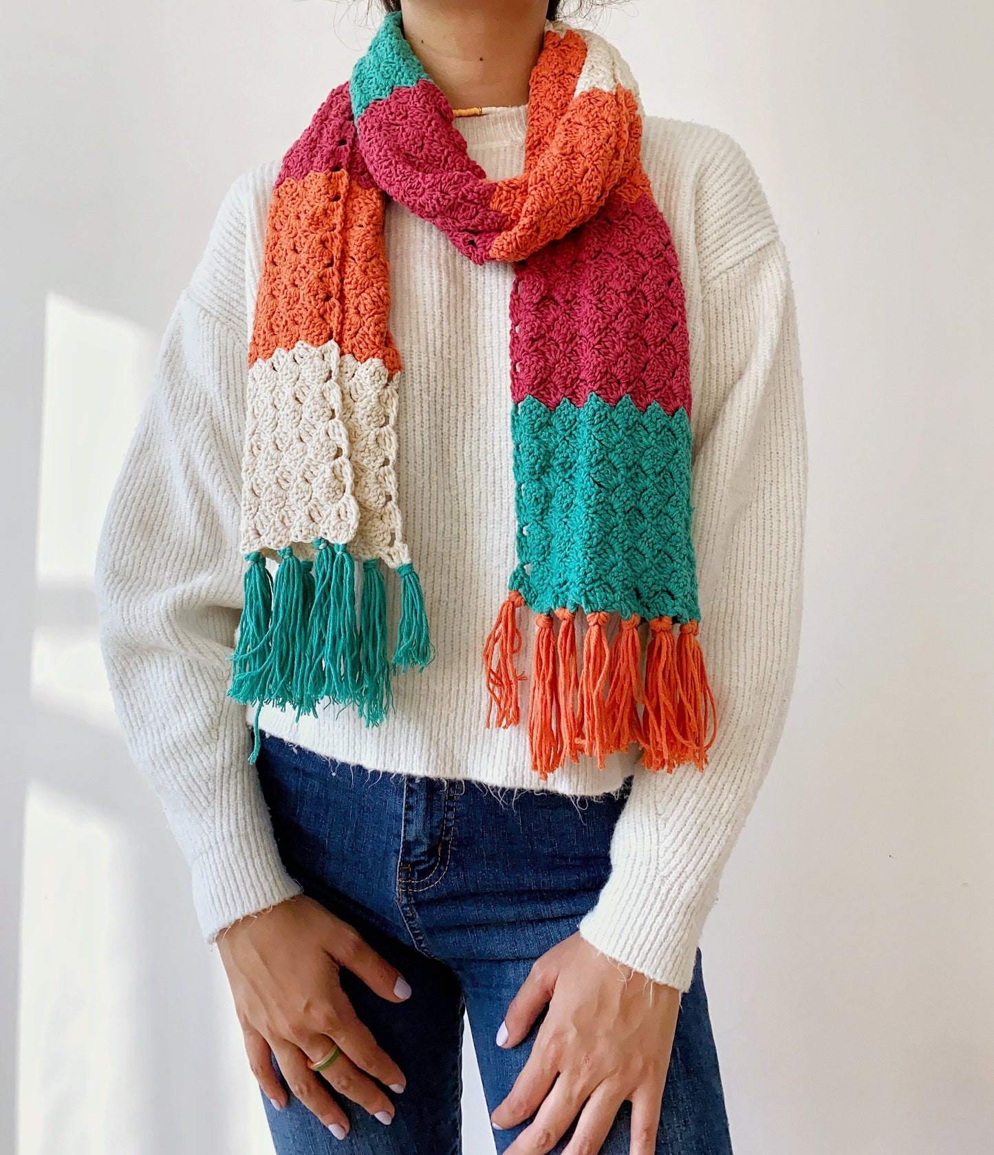 Crochet Striped Scarf