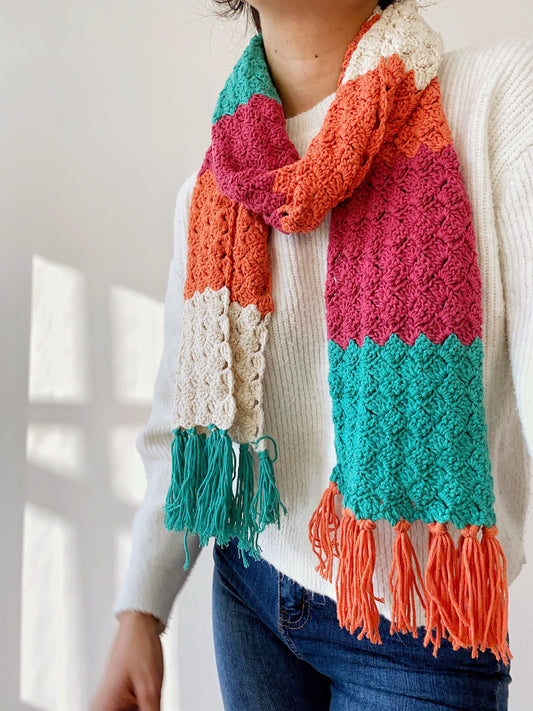 Crochet Striped Scarf