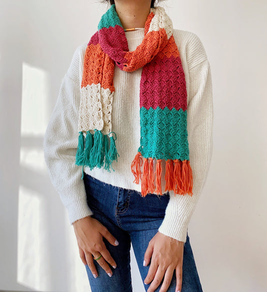 Crochet Striped Scarf