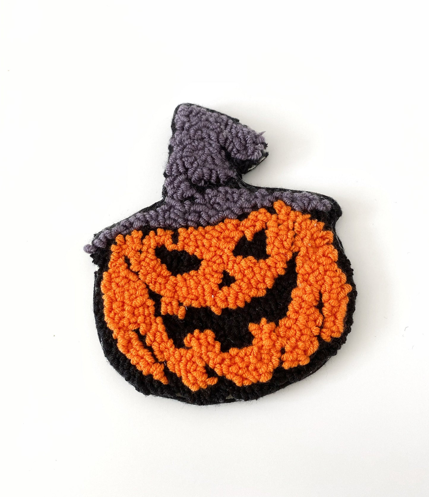 Halloween Pumpkin Punch Needle Mug Coasters- Hand Tufted Coasters
