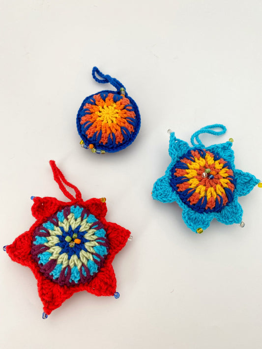 Crochet Christmas Tree Ornaments,Merry Xmas Pendants,Christmas Tree Accents,Christmas Spirit Interior,Xmas Tree Toppings Hanging Jingle Bell