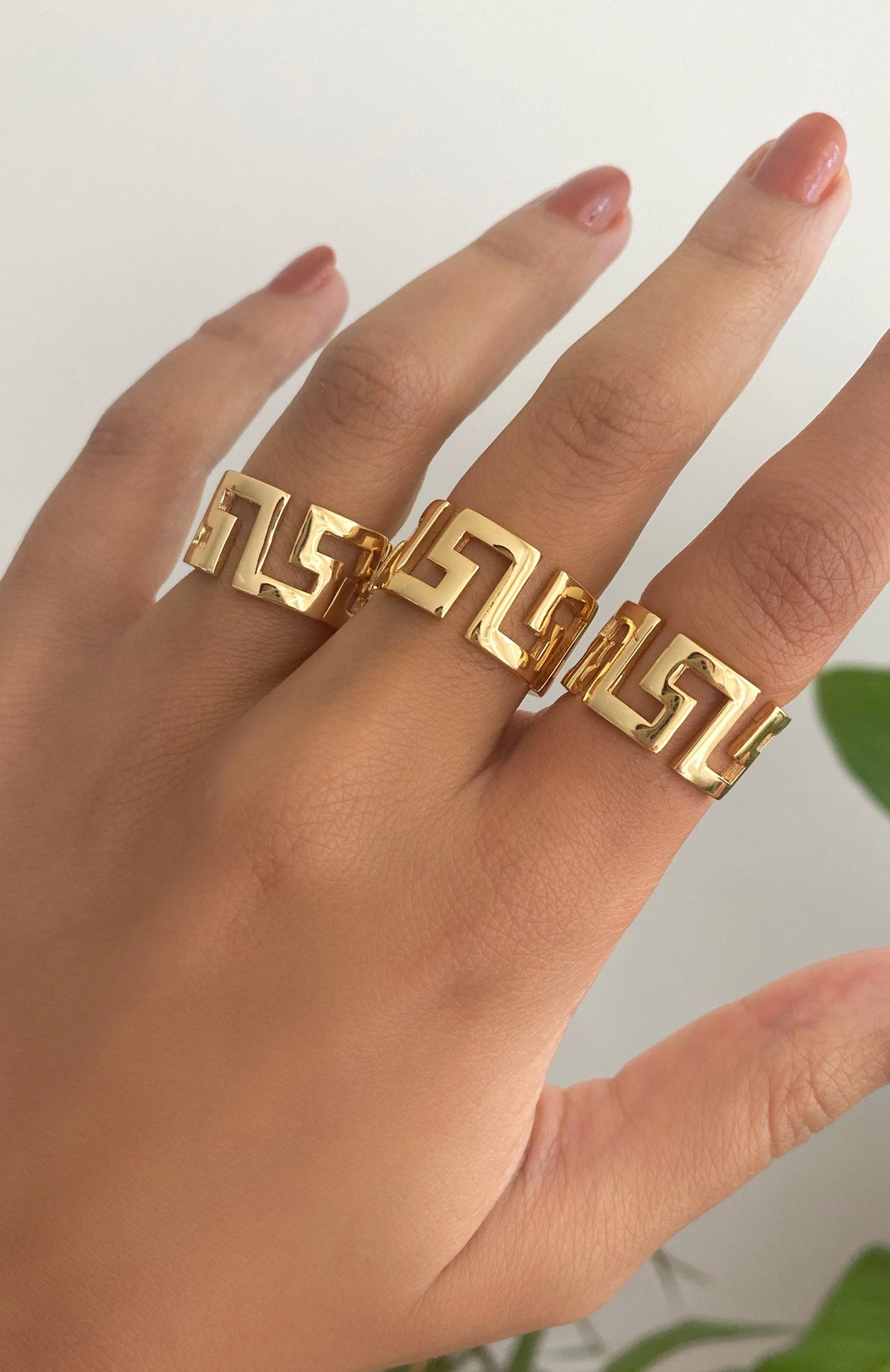 Gold Greek Key Meander Ring • Ancient Greek Key Pattern Ring