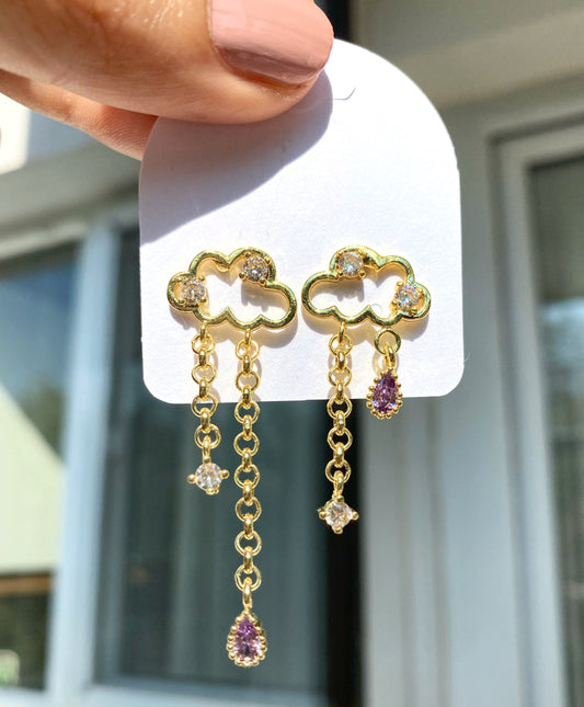 Cloud Dangle Earring • Amethyst Earring • Hypoallergenic Nickel Free