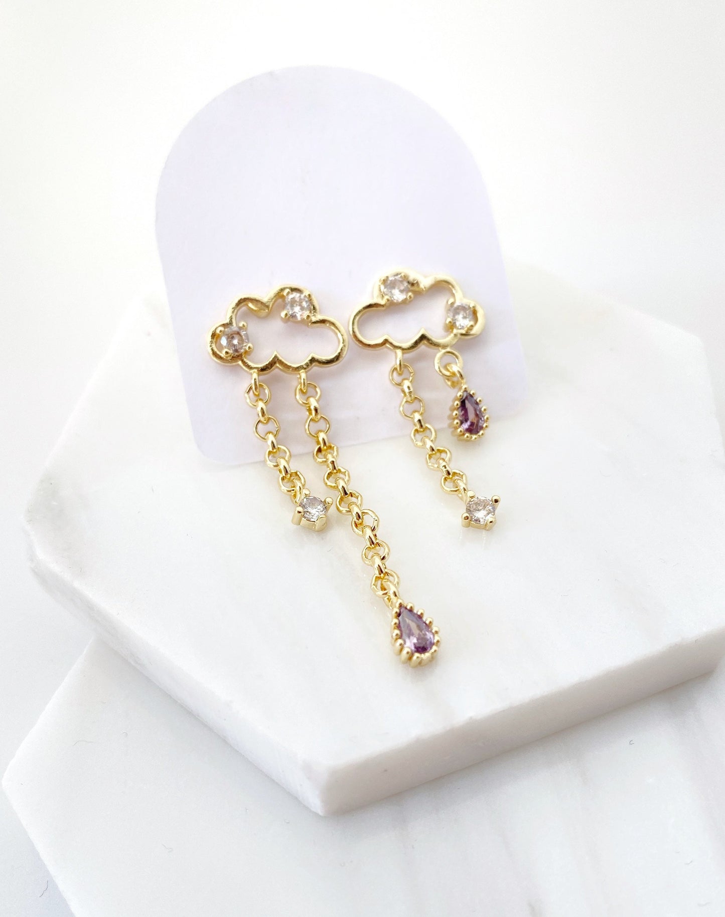 Cloud Dangle Earring • Amethyst Earring • Hypoallergenic Nickel Free