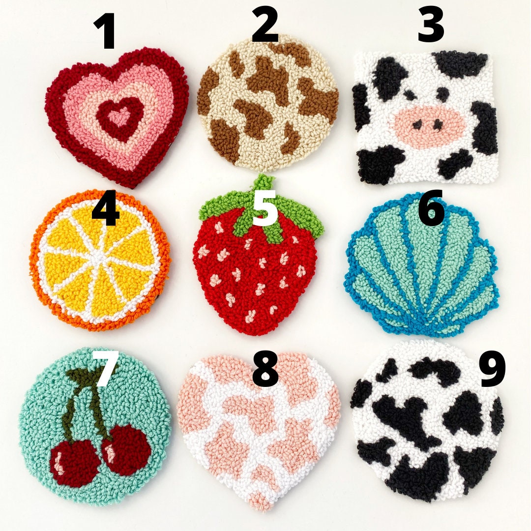  Punch Needle Coasters Kit 6 Pattern Embroidery Punch