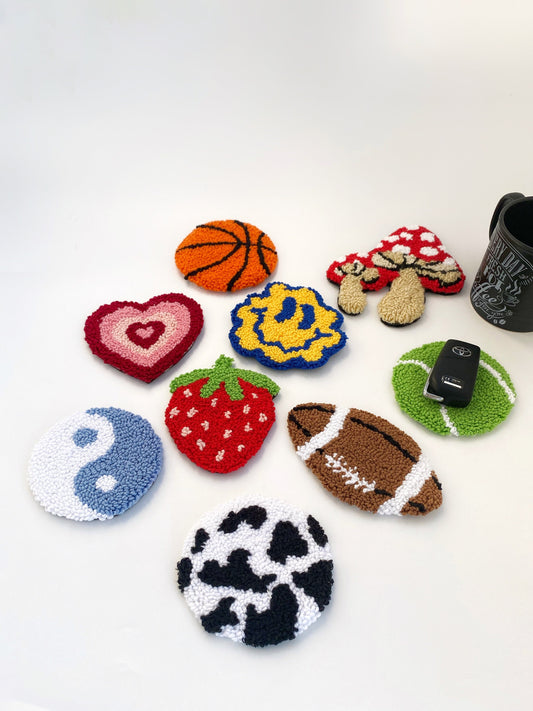 Punch Needle Mug Coasters- Hand Tufted Coasters