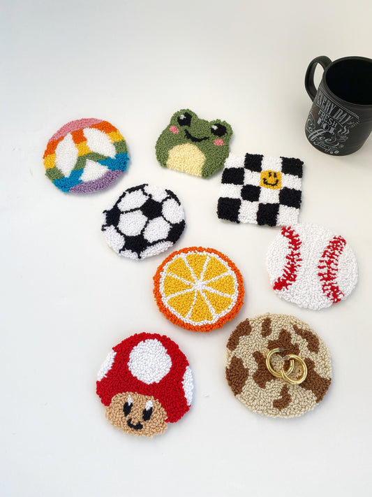 Punch Needle Mug Coasters- Hand Tufted Coasters