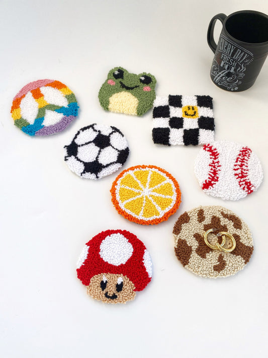 Punch Needle Mug Coasters- Hand Tufted Coasters