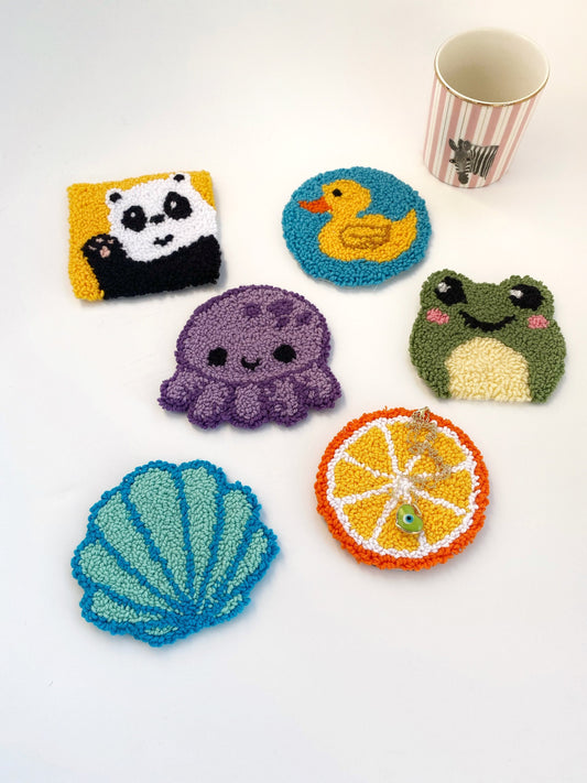 Punch Needle Mug Coasters- Hand Tufted Coasters