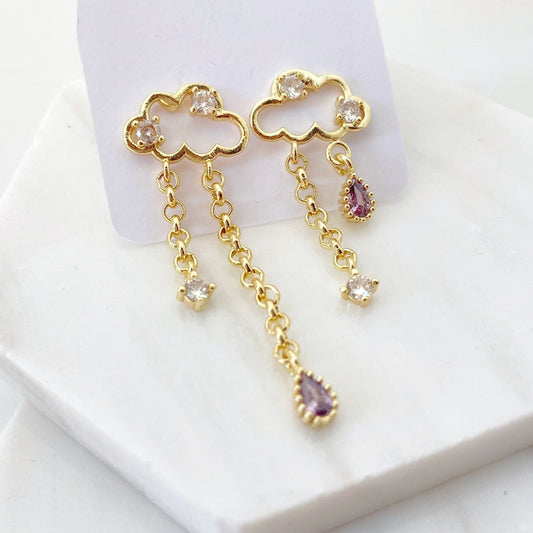 Cloud Dangle Earring • Amethyst Earring • Hypoallergenic Nickel Free
