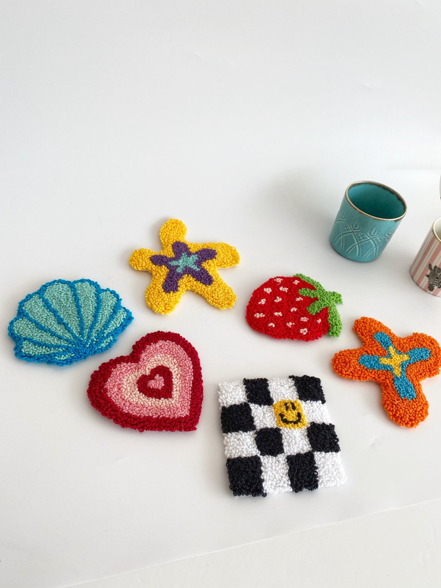 Punch Needle Mug Coasters- Hand Tufted Coasters