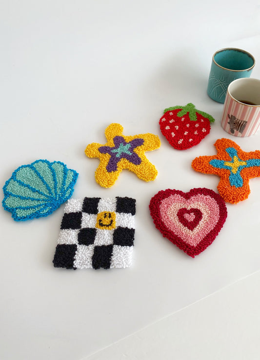 Punch Needle Mug Coasters- Hand Tufted Coasters