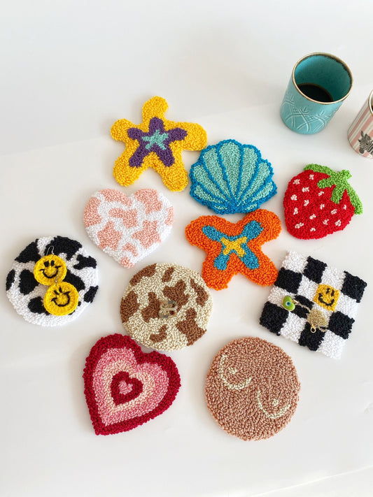 Punch Needle Mug Coasters- Hand Tufted Coasters