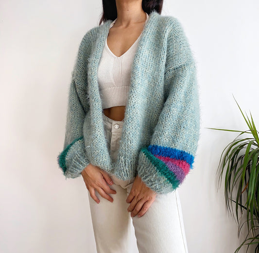 Hand Knit Mohair Wool Cardigan