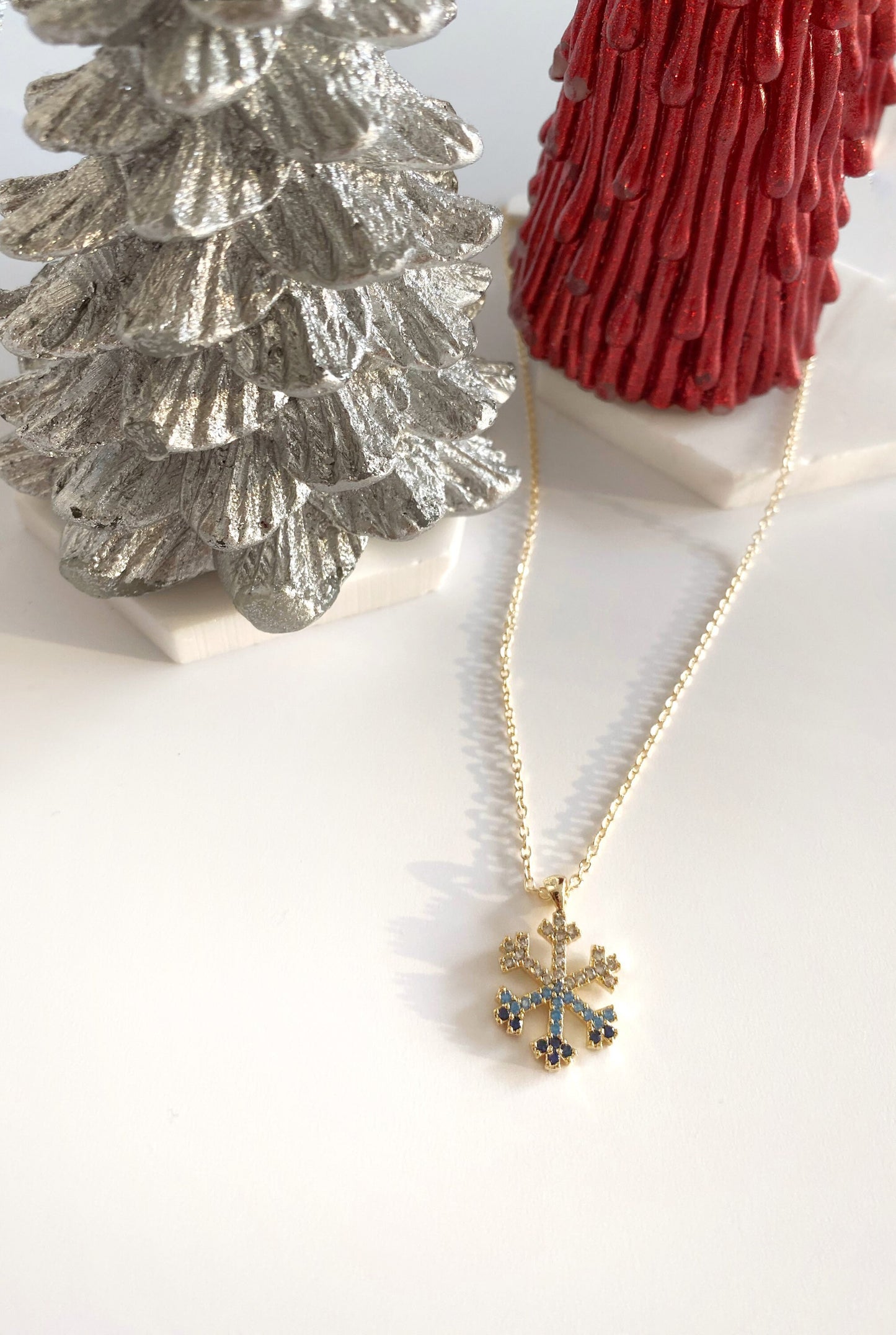 Christmas New Year Snow Flake Necklace • Cute Crystal Jewelry