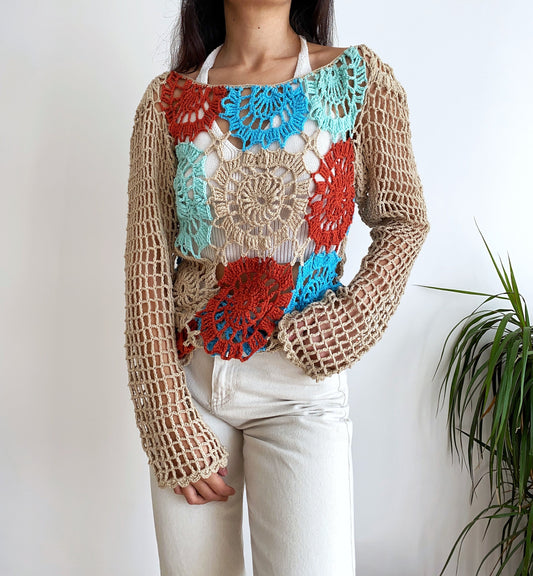 Bohemian Crochet Net Blouse