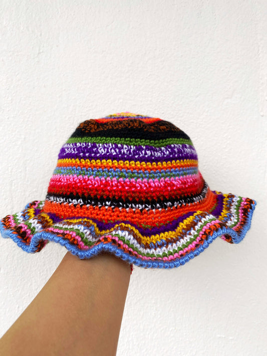 Colorful Striped Crochet Bucket Hat