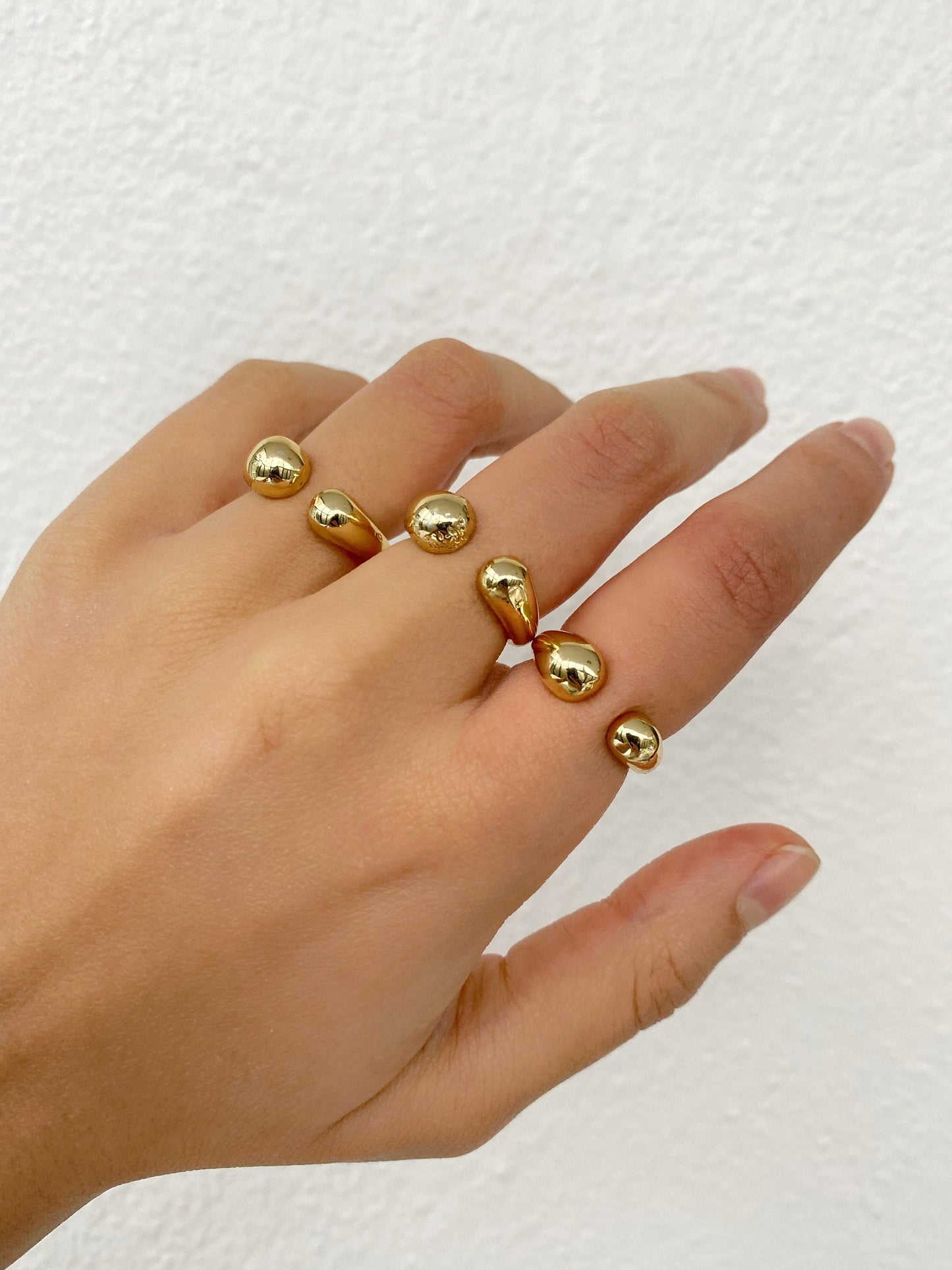 Chunky Open Dome Band • Thick Gold Cuff Ball Ring • Gold Ball Ring