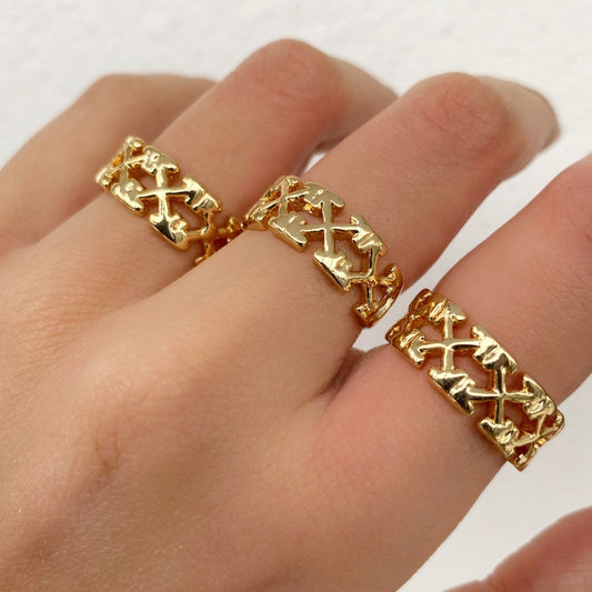 Gold X Ring • X pattern Criss Cross Ring • Coco Ring • Quilted Crush Ring