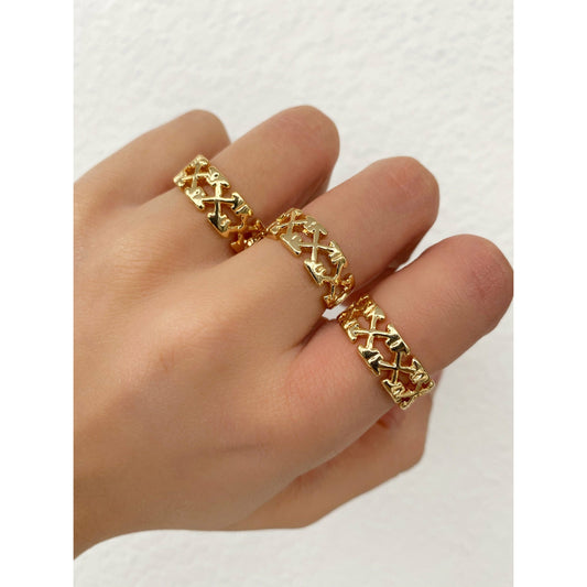 Gold X Ring • X pattern Criss Cross Ring • Coco Ring • Quilted Crush Ring
