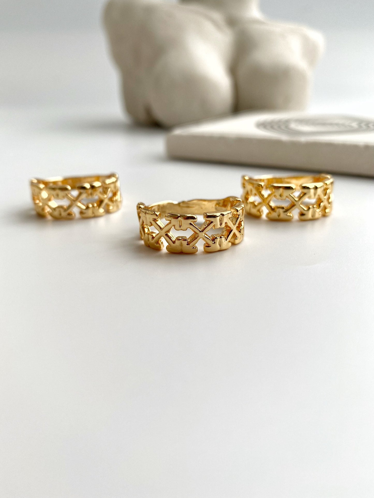 Gold X Ring • X pattern Criss Cross Ring • Coco Ring • Quilted Crush Ring