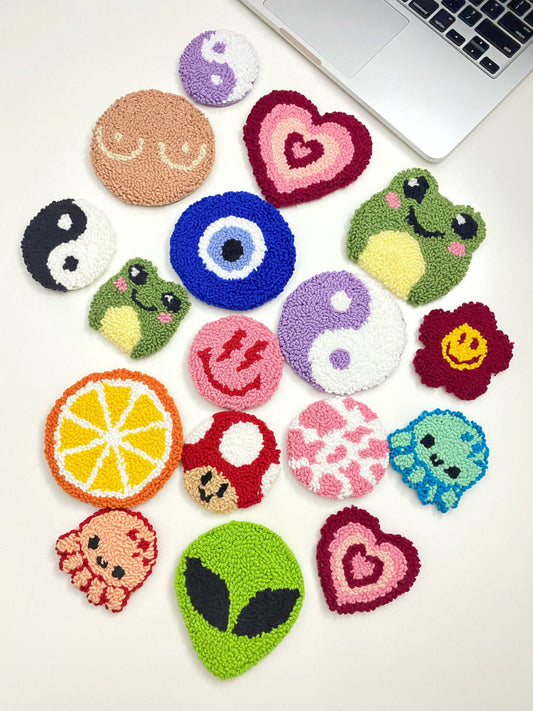 Punch Needle Mug Coasters- Hand Tufted Coasters