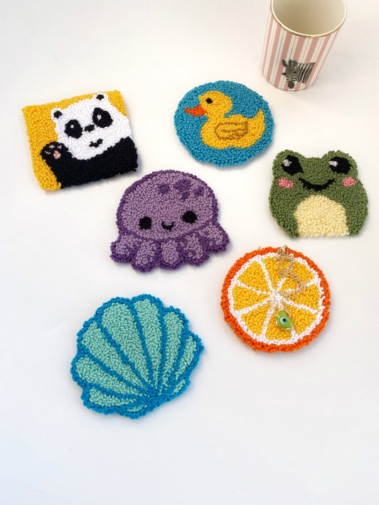 Punch Needle Mug Coasters- Hand Tufted Coasters