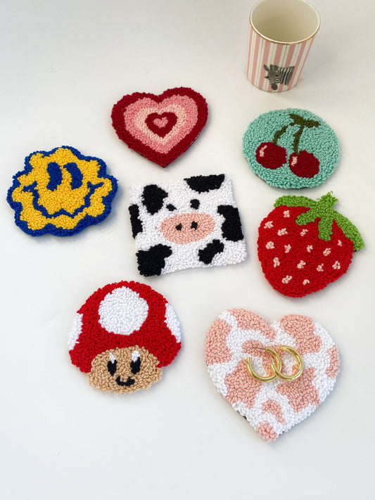 Punch Needle Mug Coasters- Hand Tufted Coasters