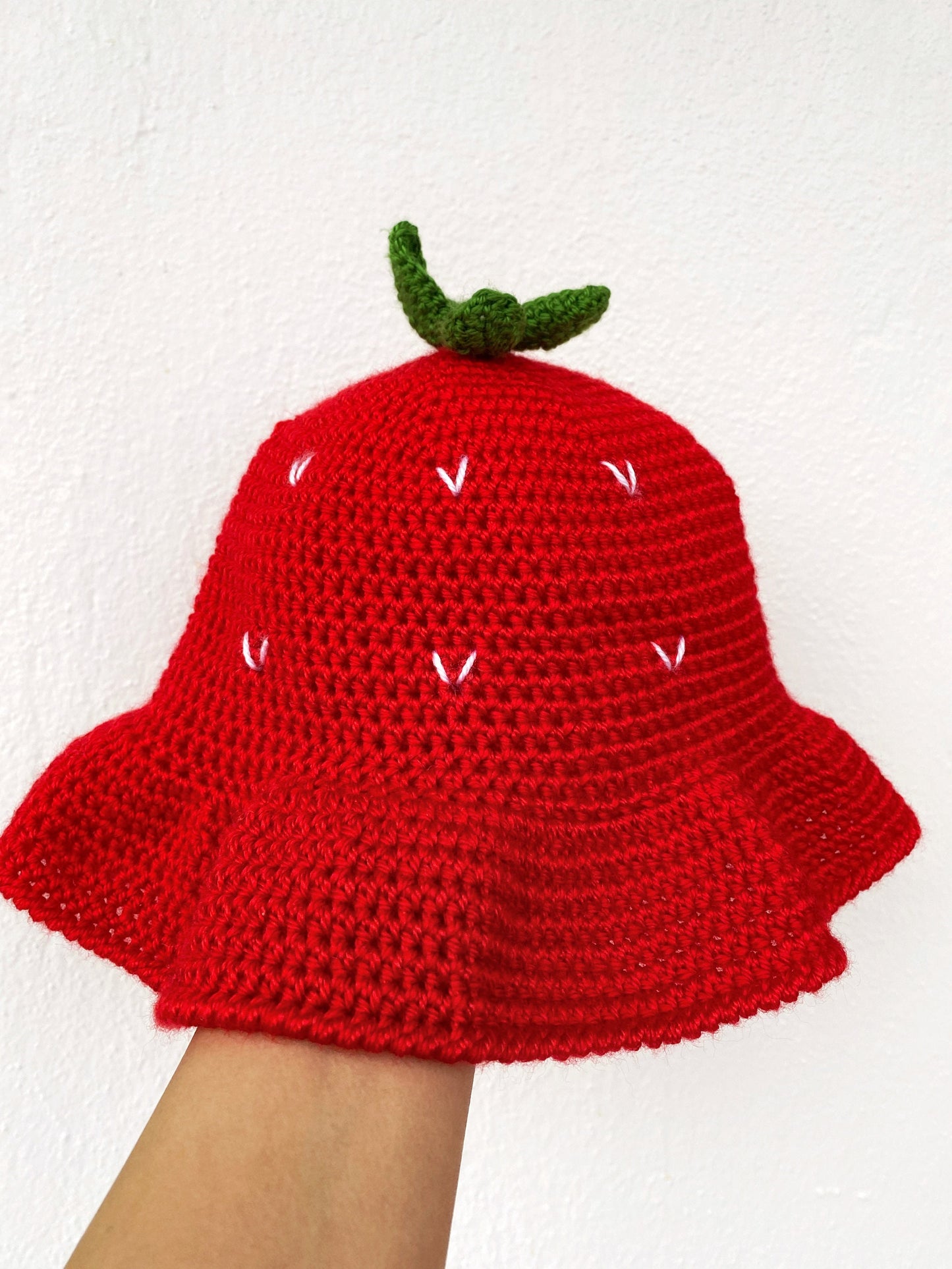 Crochet Strawberry Bucket Hat
