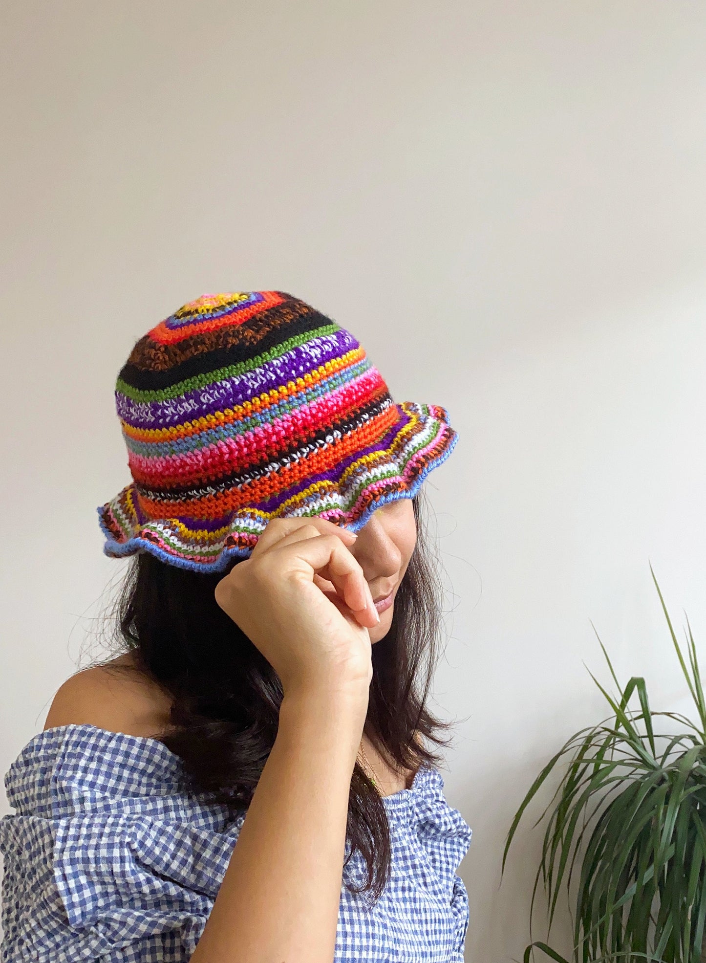 Colorful Striped Crochet Bucket Hat