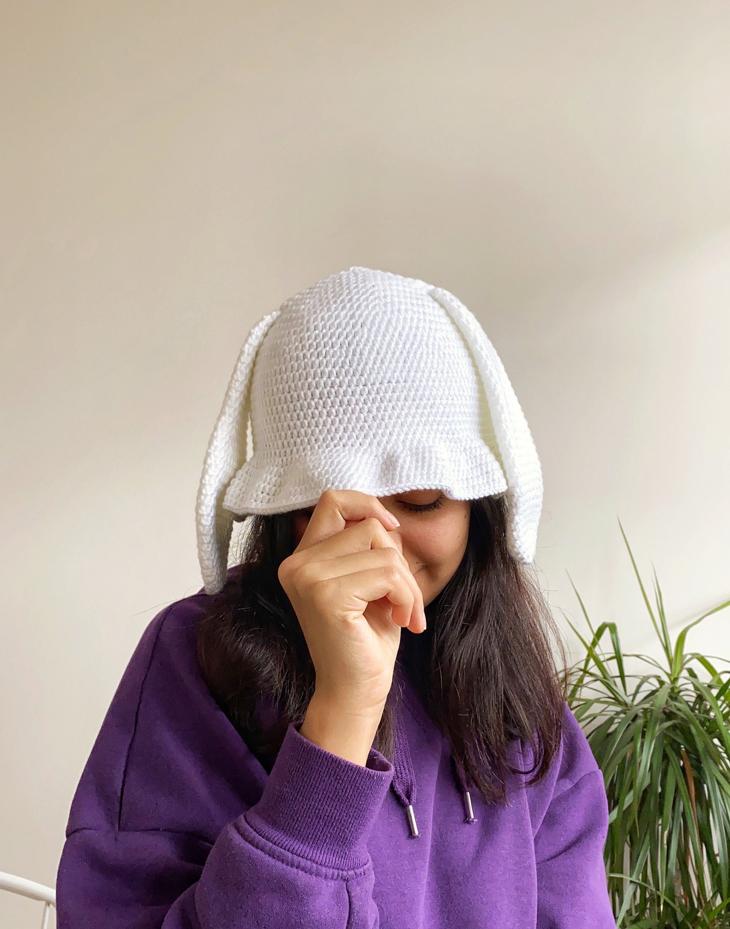 Crochet White Rabbit Bucket Hat