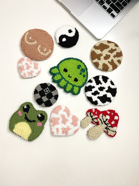 Punch Needle Mug Coasters- Hand Tufted Coasters