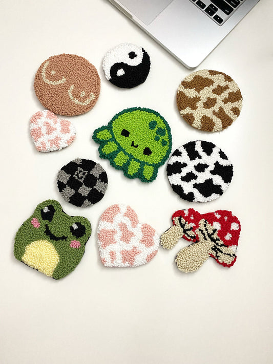 Punch Needle Mug Coasters- Hand Tufted Coasters