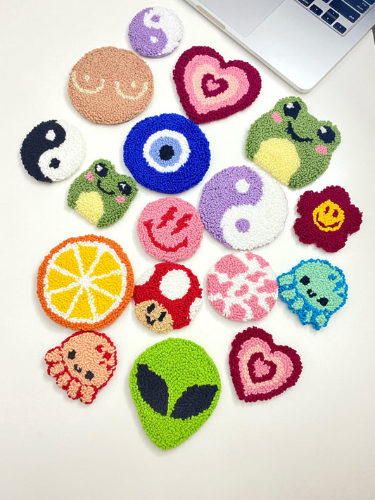 Punch Needle Mug Coasters- Hand Tufted Coasters