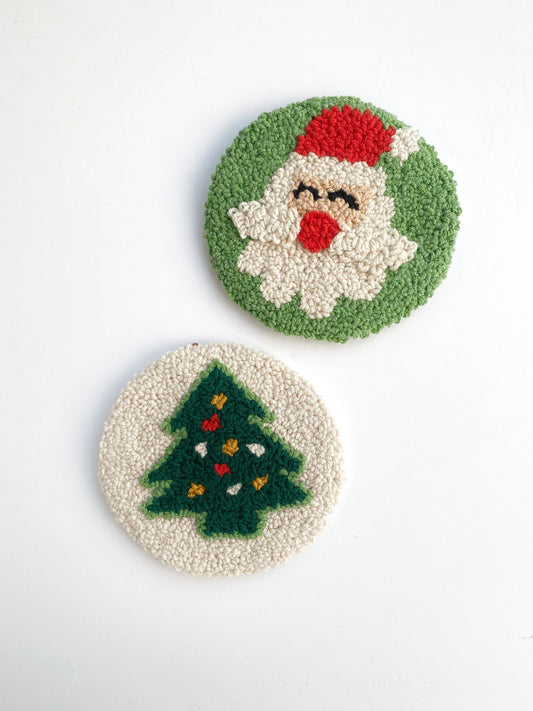 Punch Needle Christmas Tree Coaster,Merry Xmas Pendants,Christmas Tree Accents,Christmas Spirit Interior,Xmas Tree Wall Hanging Jingle Bell