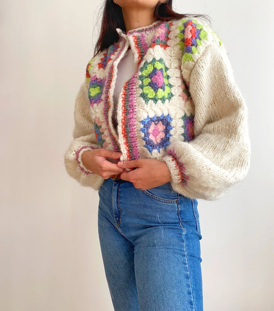 Handknit Granny Square Cardigan