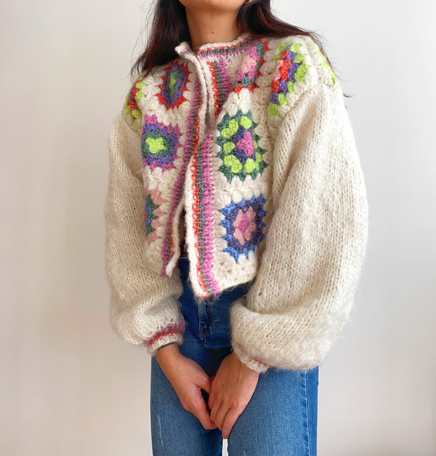 Handknit Granny Square Cardigan